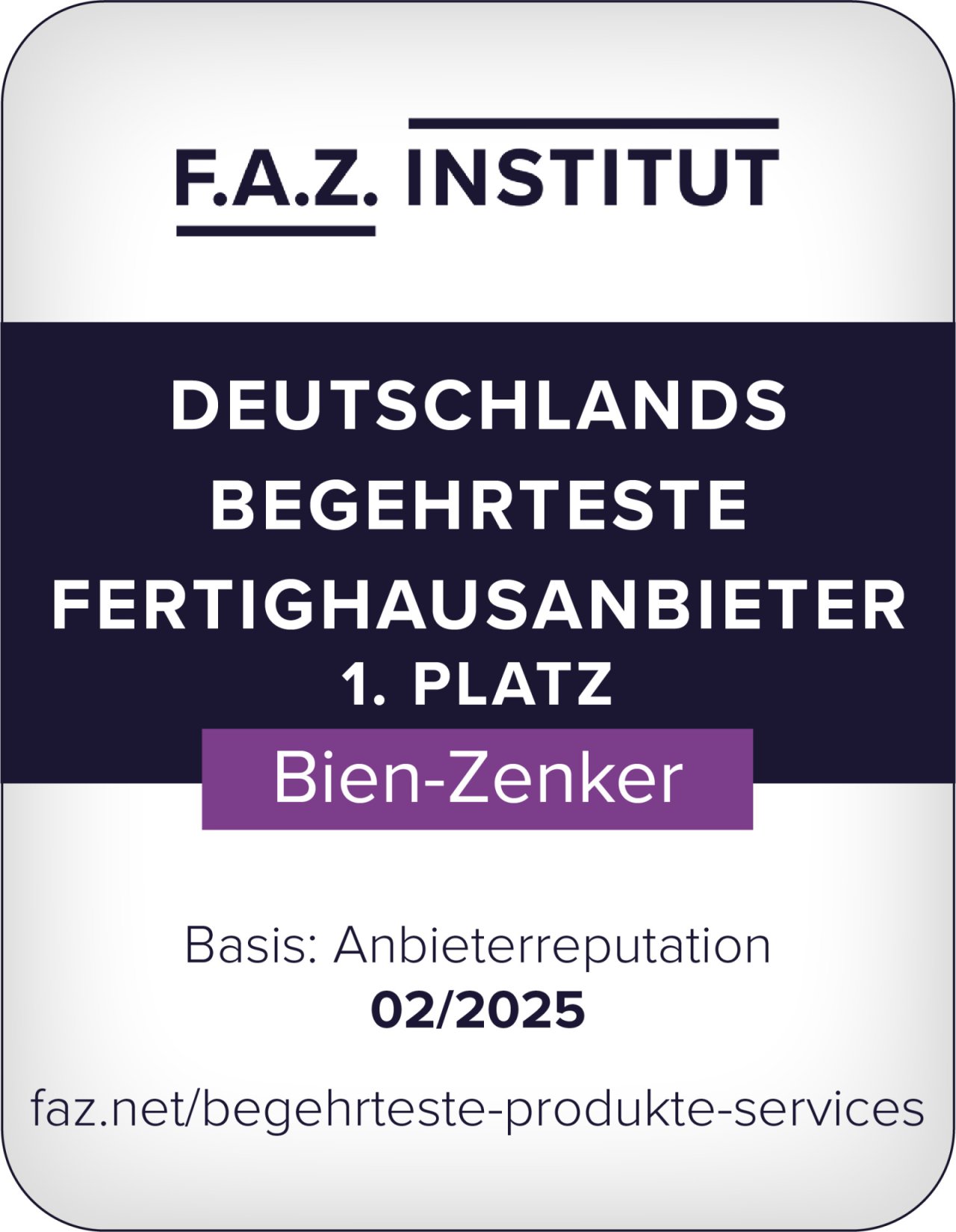 Siegel FAZ Begehrteste Produkte 2025 BIEN-ZENKER